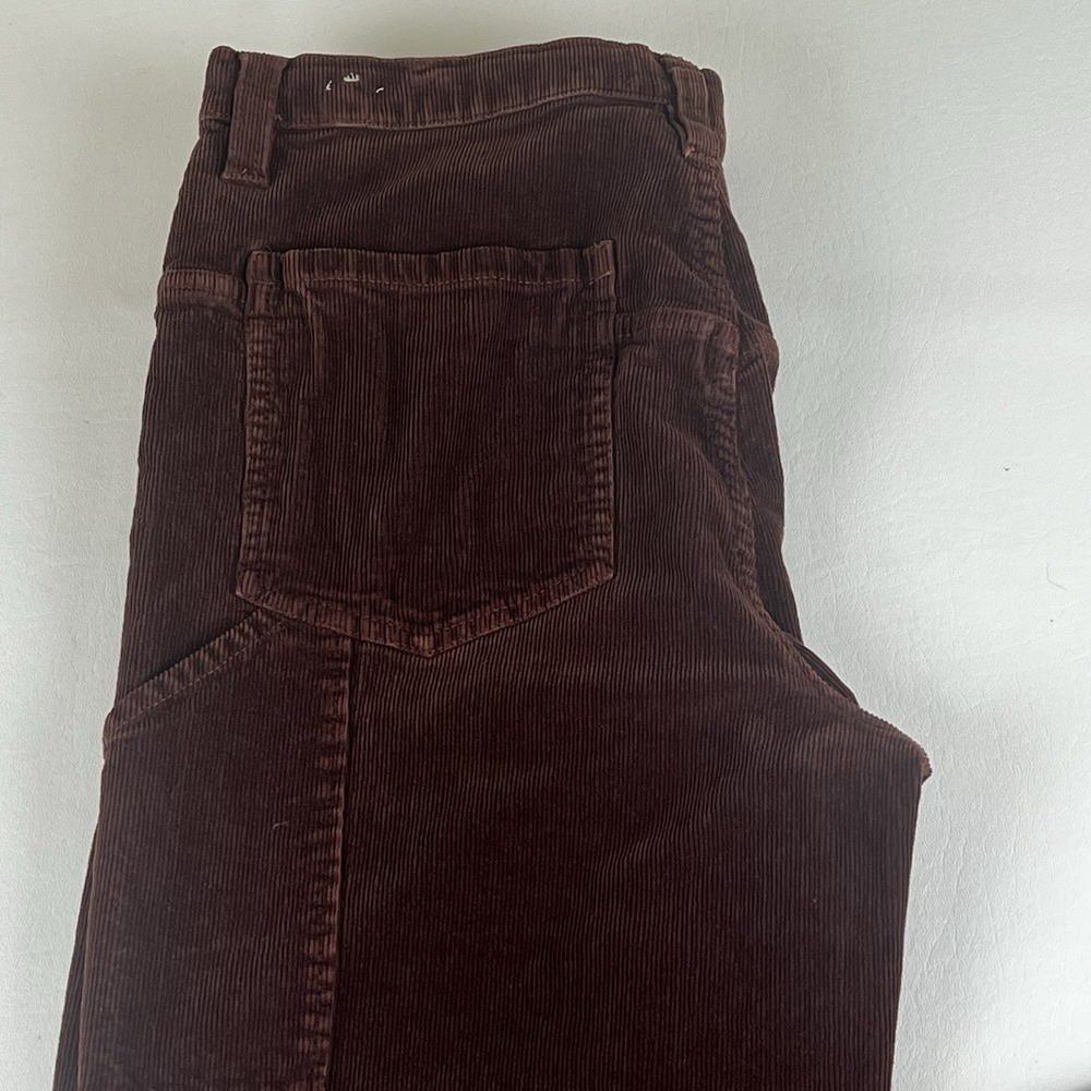 Free People Jeans Womens Size 29 Corduroy Baggy High Rise Straight Leg  Brown